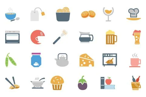Food Colored Vector Set Stock Illustration
