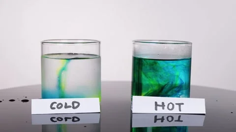 Food Coloring Diffusion in Hot and Cold Water Glasses Vidéo 318949062