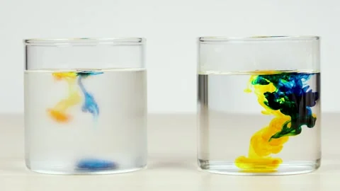 Food Coloring Diffusion in Hot and Cold Water Experiment 库存影片 320159192