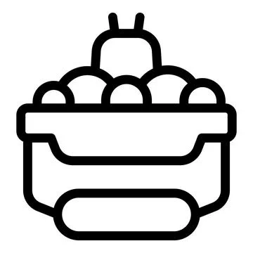 Food container holding round objects with cherry on top icon Stock Illustration