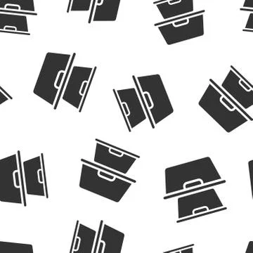 Food container icon seamless pattern background. Kitchen bowl vector illustra 스톡 일러스트