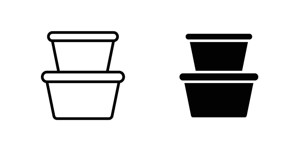 Food Container icon vector concepts, line and silhouette style Stock Illustration