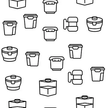 Food Container Package Vector Seamless Pattern Illustrazione stock