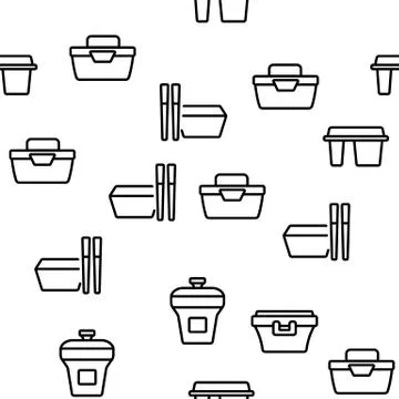 Food Container Package Vector Seamless Pattern Stock Illustration