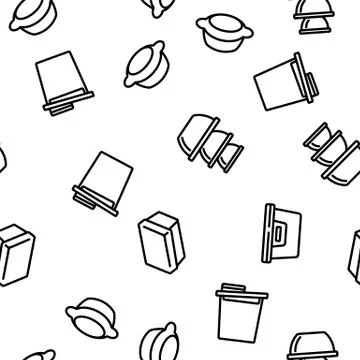 Food Container Package Vector Seamless Pattern 스톡 일러스트