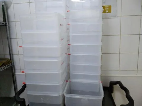 The food container view in the dish wash Stock Photos