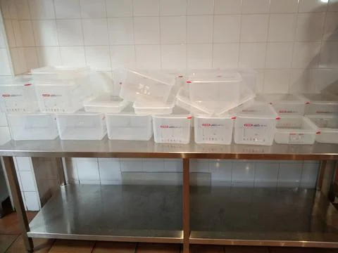 The food container view on the table Stock Photos