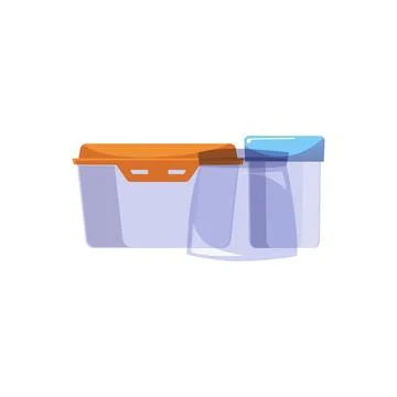 Food containers stack, plastic lunch boxes with lids, flat vector illustration Stockillustratie