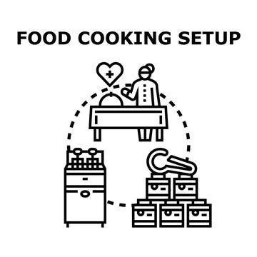 Food cooking setup vector concept illustration Stock Illustration