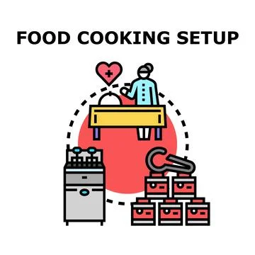 Food cooking setup vector concept illustration イラスト素材