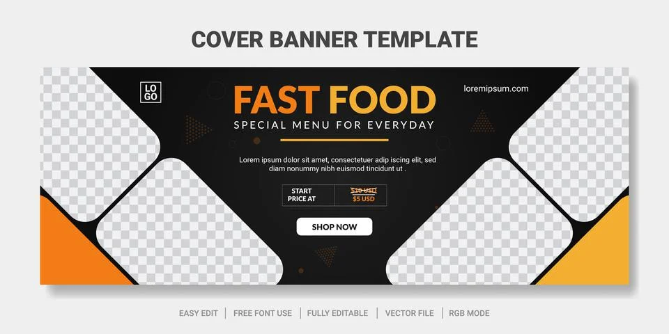Food cover social media post and web banner template Stock Illustration