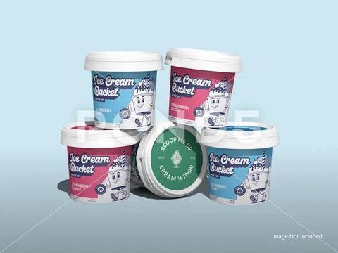 Food Cup Mockup 3D Rendering Ice Cream and Yogurt Packaging Plantilla PSD