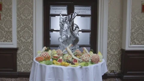 Food decor on table Stock Footage 79446575