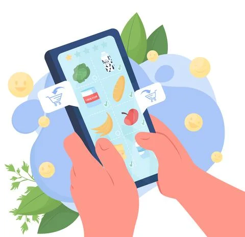 Food delivery application flat concept vector illustration Stock Illustration