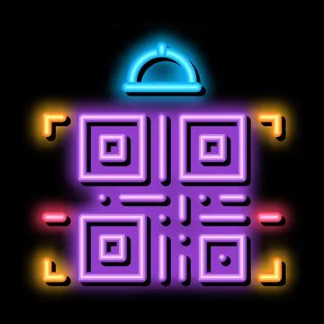 Food delivery bar code neon glow icon illustration Illustrazione stock