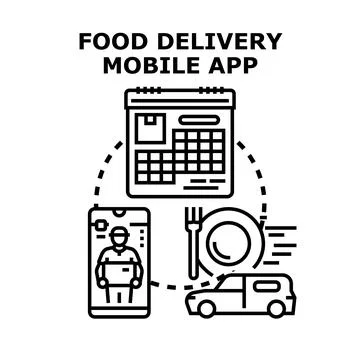 Food delivery mobile app ordering service concept Stock Illustration