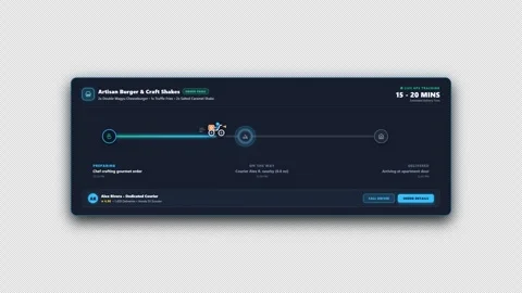 Food Delivery Order Tracker Card Scooter 4K Alpha Vídeos de archivo 346125680