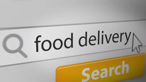 "food delivery" Typing into Search Engine on Computer Screen Stock Footage 147997674