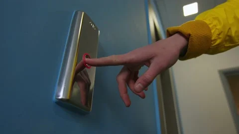 The food deliveryman calls the elevator Stock Footage 236902634