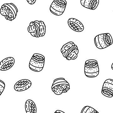 Food dessert snack menu vector seamless pattern Stock Illustration