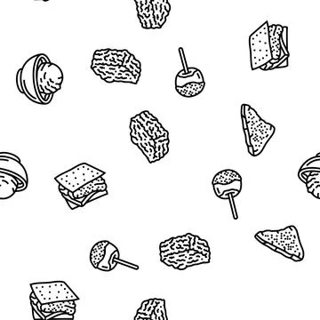 Food dessert snack menu vector seamless pattern 스톡 일러스트