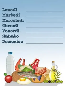 The food diary of the week Stock Illustration