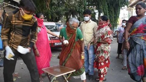 Food distribution during the lockdown Stock Footage 130397051