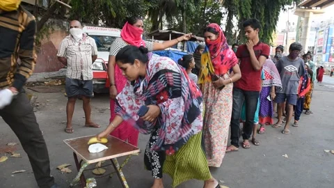 Food distribution during the lockdown Stock Footage 130397465