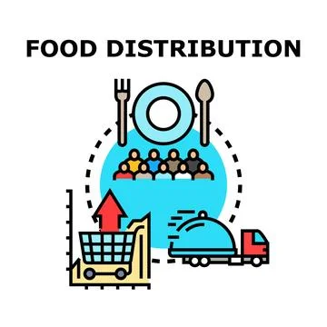 Food distribution logistic chain concept delivering provisions Stock Illustration