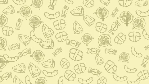 Food doodle a cute seamless pattern of various food items creatively combined. Video stock 334368453