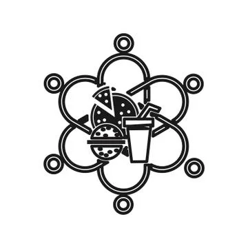 Food Drink Commitment Teamwork Together Outline Logo 스톡 일러스트