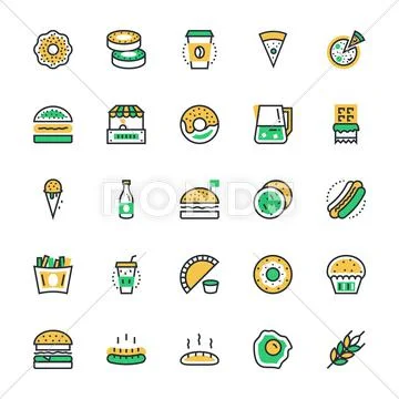 Food, Drinks, Fruits, Vegetables Icons