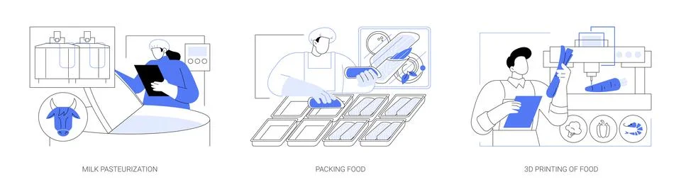Food engineering abstract concept vector illustrations. Illustrazione stock