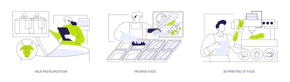 Food engineering abstract concept vector illustrations. Ilustración de archivo