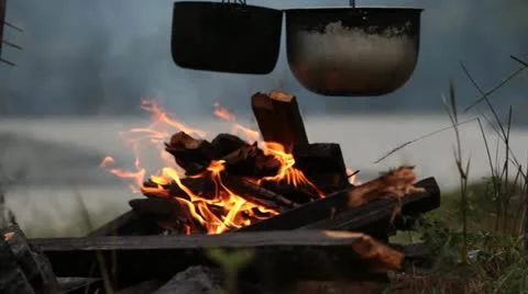 Food on a fire Stock Footage 21221092
