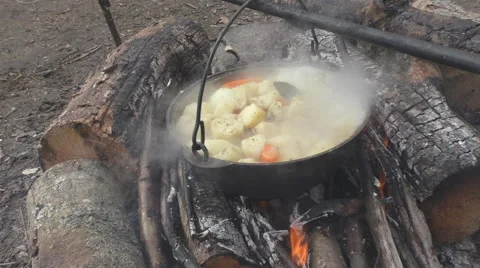 The food on the fire Stock Footage 62929793