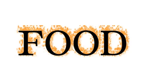Food fire text effect white isolated background Stock Footage 138072207