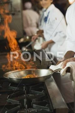 Food Flaming In Pan