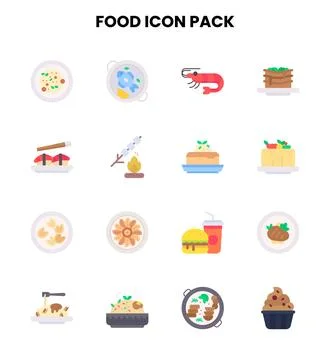 Food Flat Bundle Icons Pack Stock Illustration