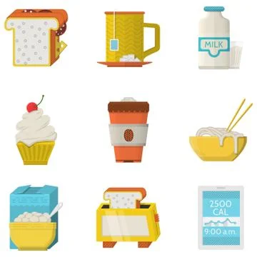 Food flat colored icons vector collection Stock Illustration