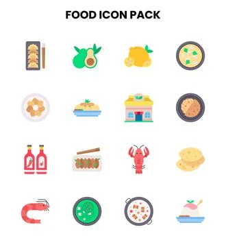 Food Flat UI Icons Pack Stock Illustration