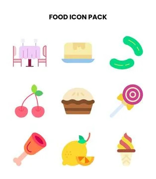 Food Flat UI Icons Pack Stock Illustration