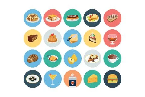Food Flat Vector Icons Stock Illustration