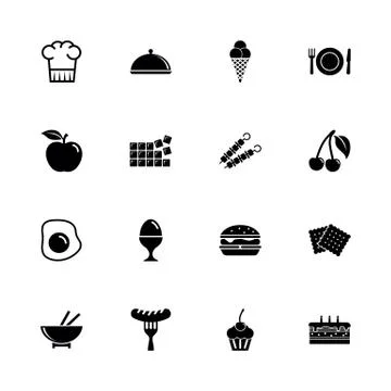 Food - Flat Vector Icons Stock Illustration