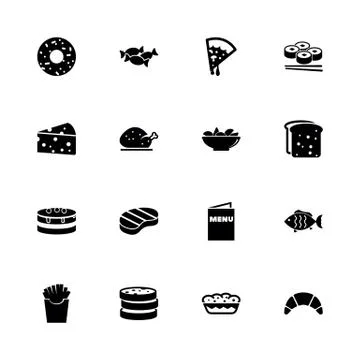 Food - Flat Vector Icons Stock Illustration
