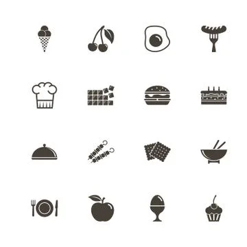 Food - Flat Vector Icons Stock Illustration