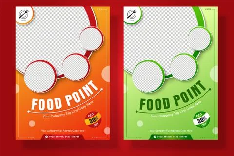 Food Flyer A4 size Vector Template for Social Media Post or promotion Stock Illustration