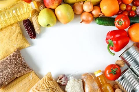 Food frame on the table Stock Photos