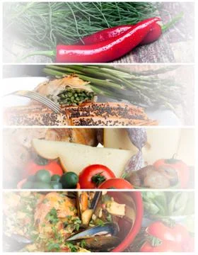 Food Headers Collage Stock Photos