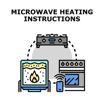 Food heating instructions choosing kitchen appliances concept Stock Illustration